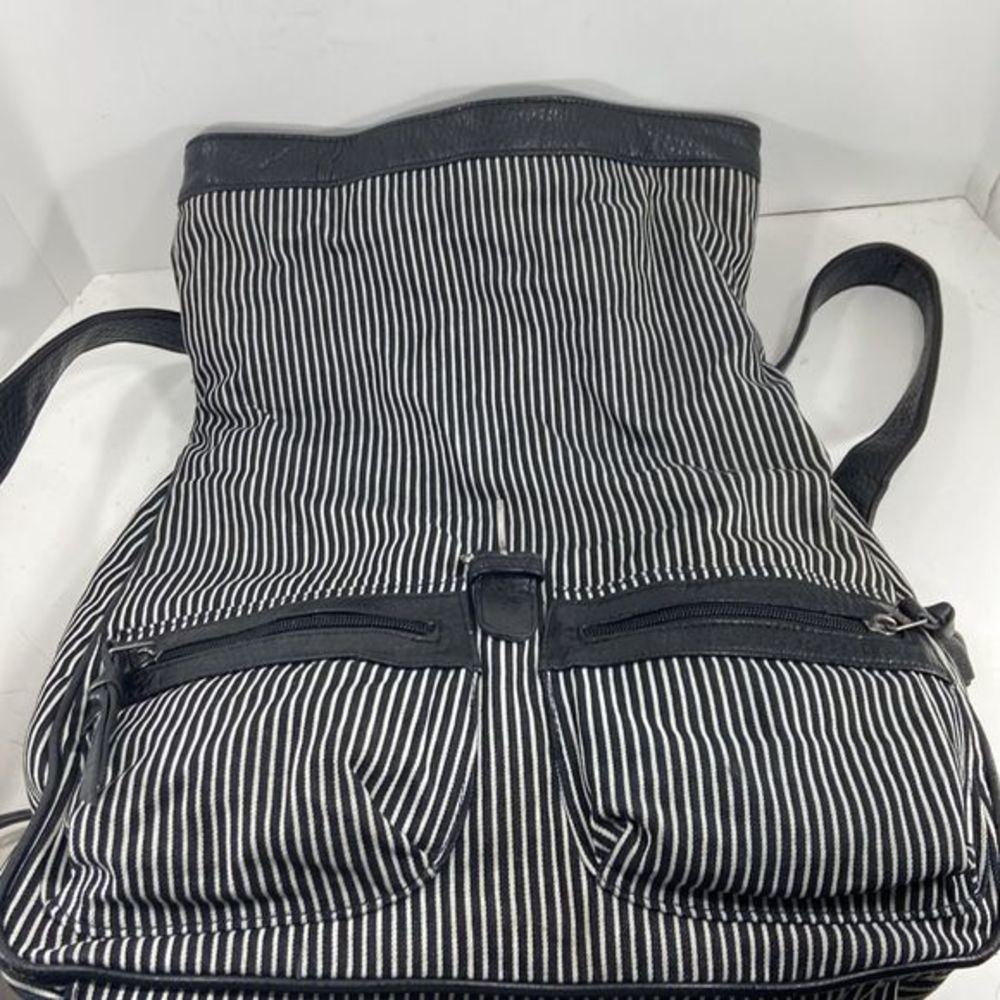 Vans womens hobo backpack Black and white fabric with black leather trim - Picture 7 of 16